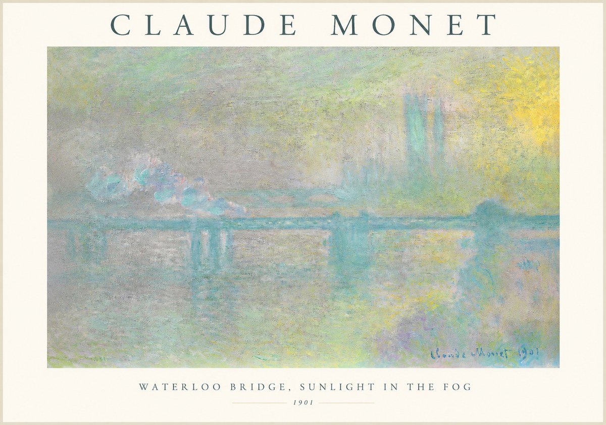 Monet Waterloo Bridge, Sunlight in the Fog II No1 - Póster
