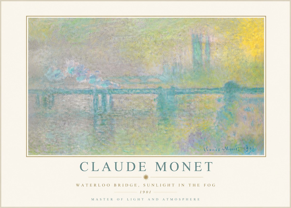 Monet Waterloo Bridge, Sunlight in the Fog II No5 - Póster