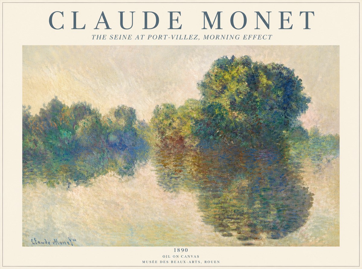 Monet The Seine at Port-villez, Morning Effect No4 - Póster