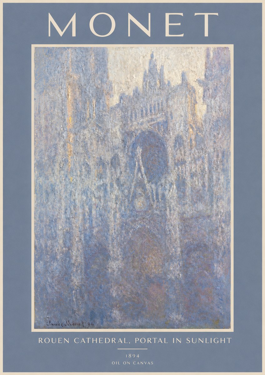 Monet Rouen Cathedral, Portal in Sunlight No2 - Póster