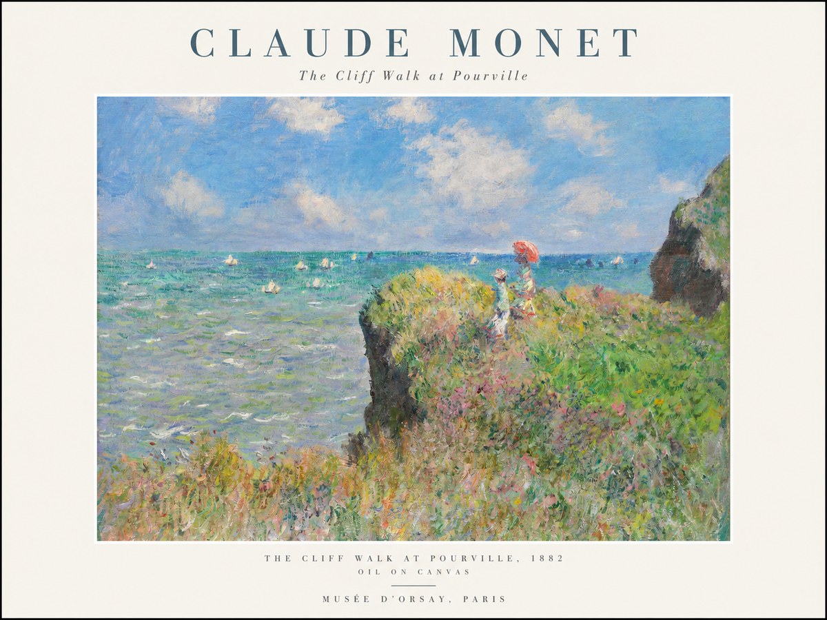 Monet The Cliff Walk at Pourville No1 - Póster