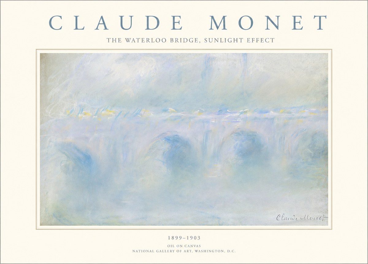 Monet The Waterloo Bridge, Sunlight Effect No1 - Póster