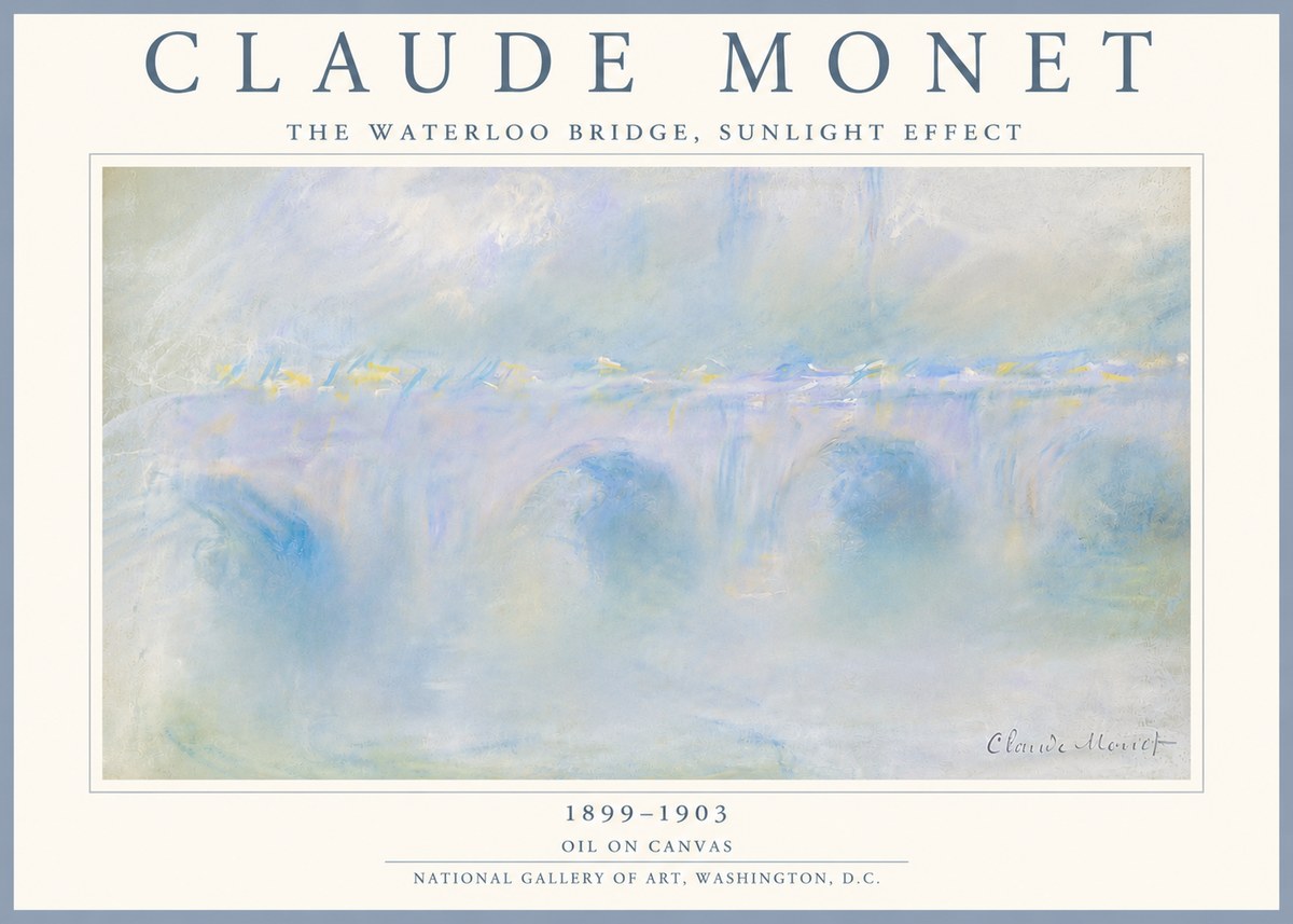 Monet The Waterloo Bridge, Sunlight Effect No5 - Póster