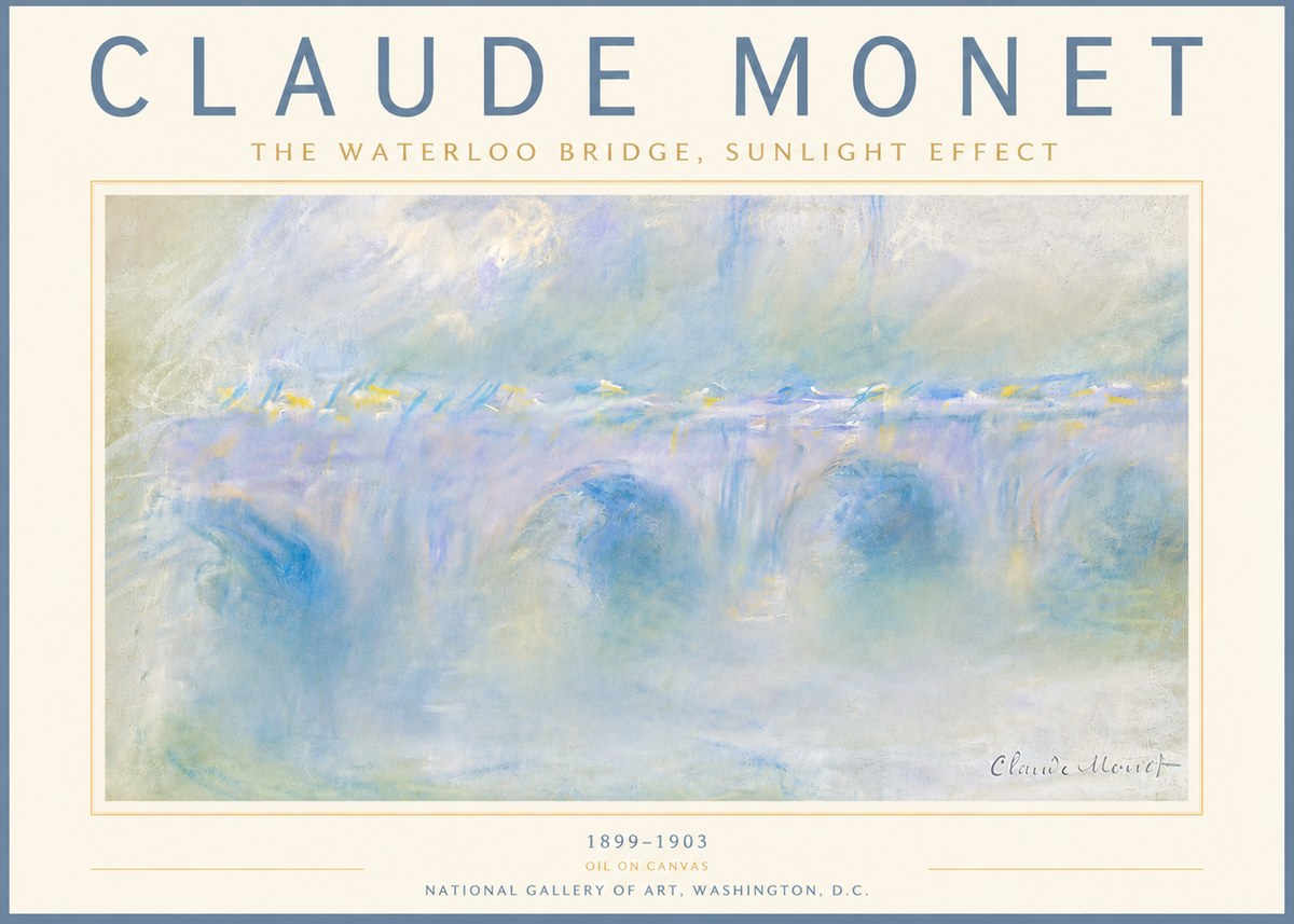 Monet The Waterloo Bridge, Sunlight Effect No6 - Póster