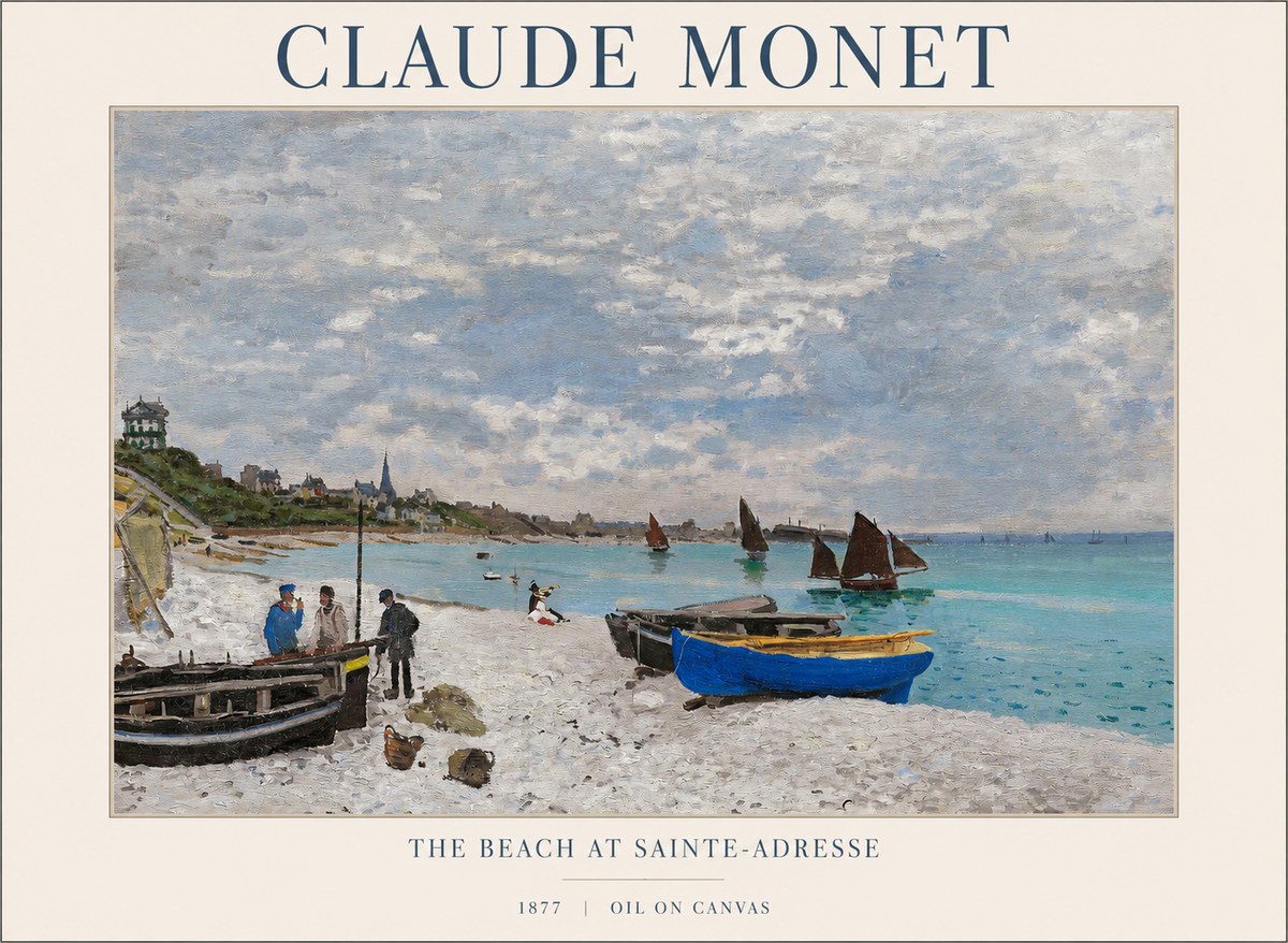 Monet The Beach at Sainte-adresse I No1 - Póster