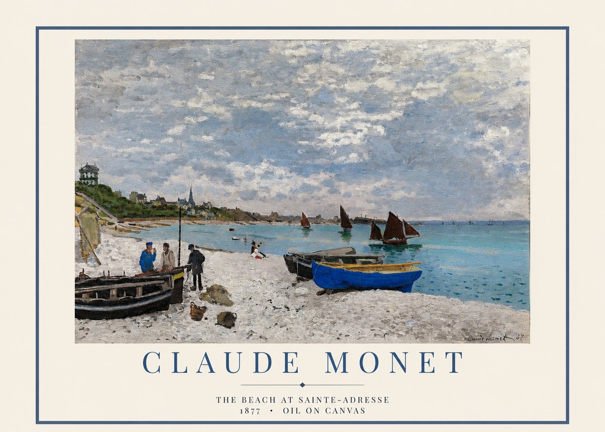 Monet The Beach at Sainte-adresse I No2 - Póster