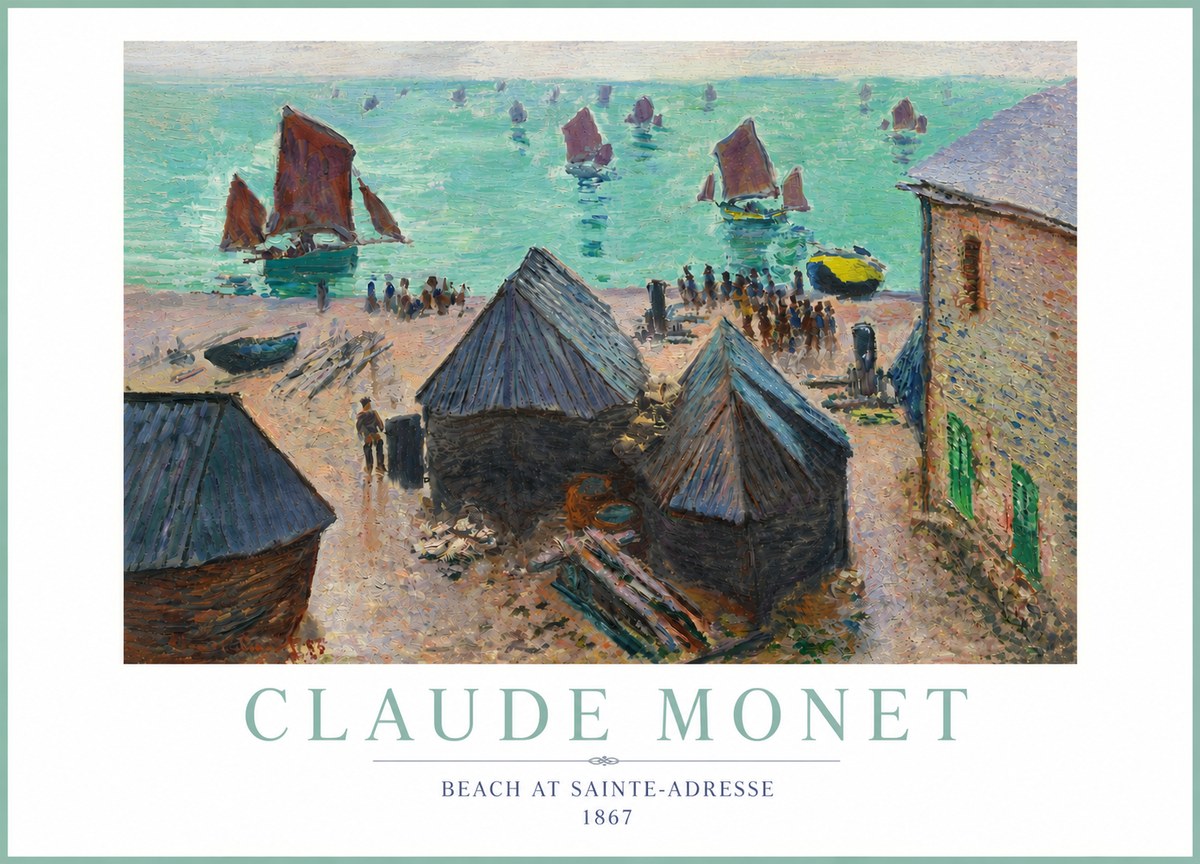 Monet Beach at Sainte-adresse No4 - Póster
