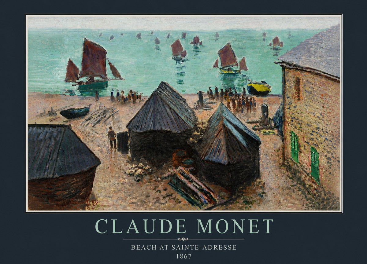 Monet Beach at Sainte-adresse No5 - Póster