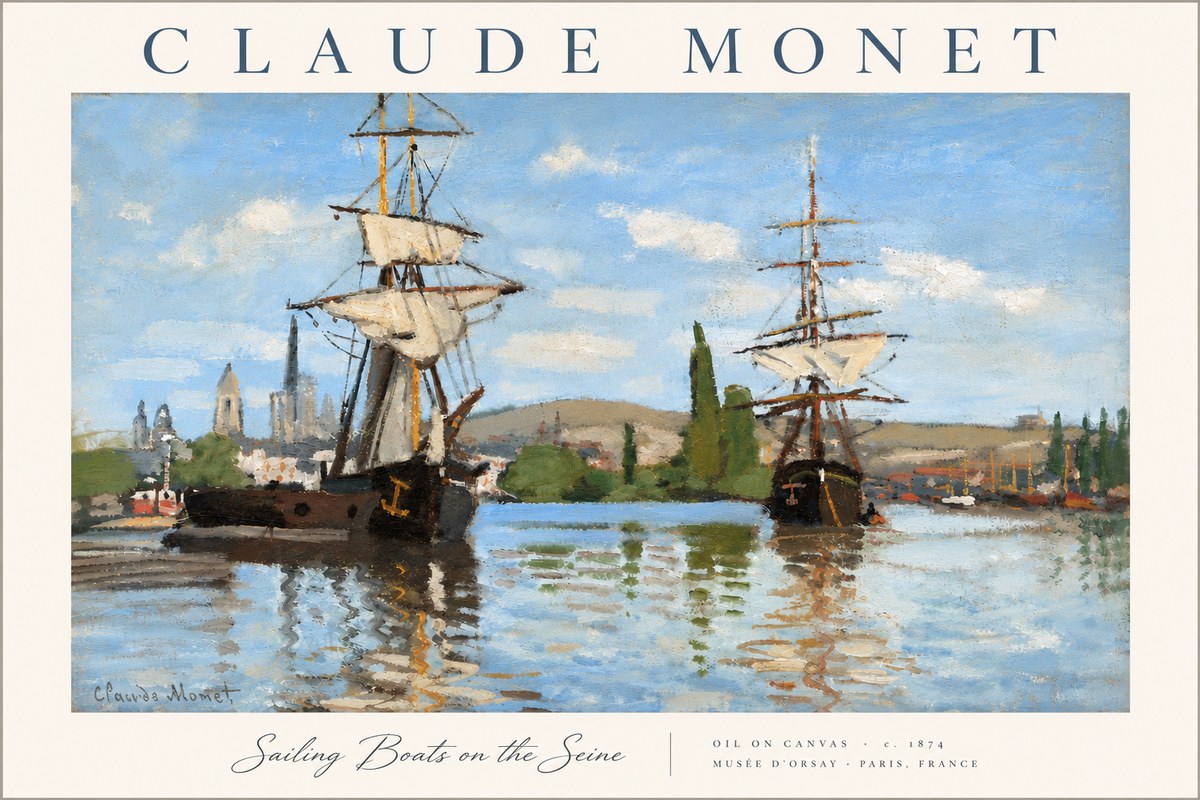 Monet Sailing Boats on the Seine No6 - Póster