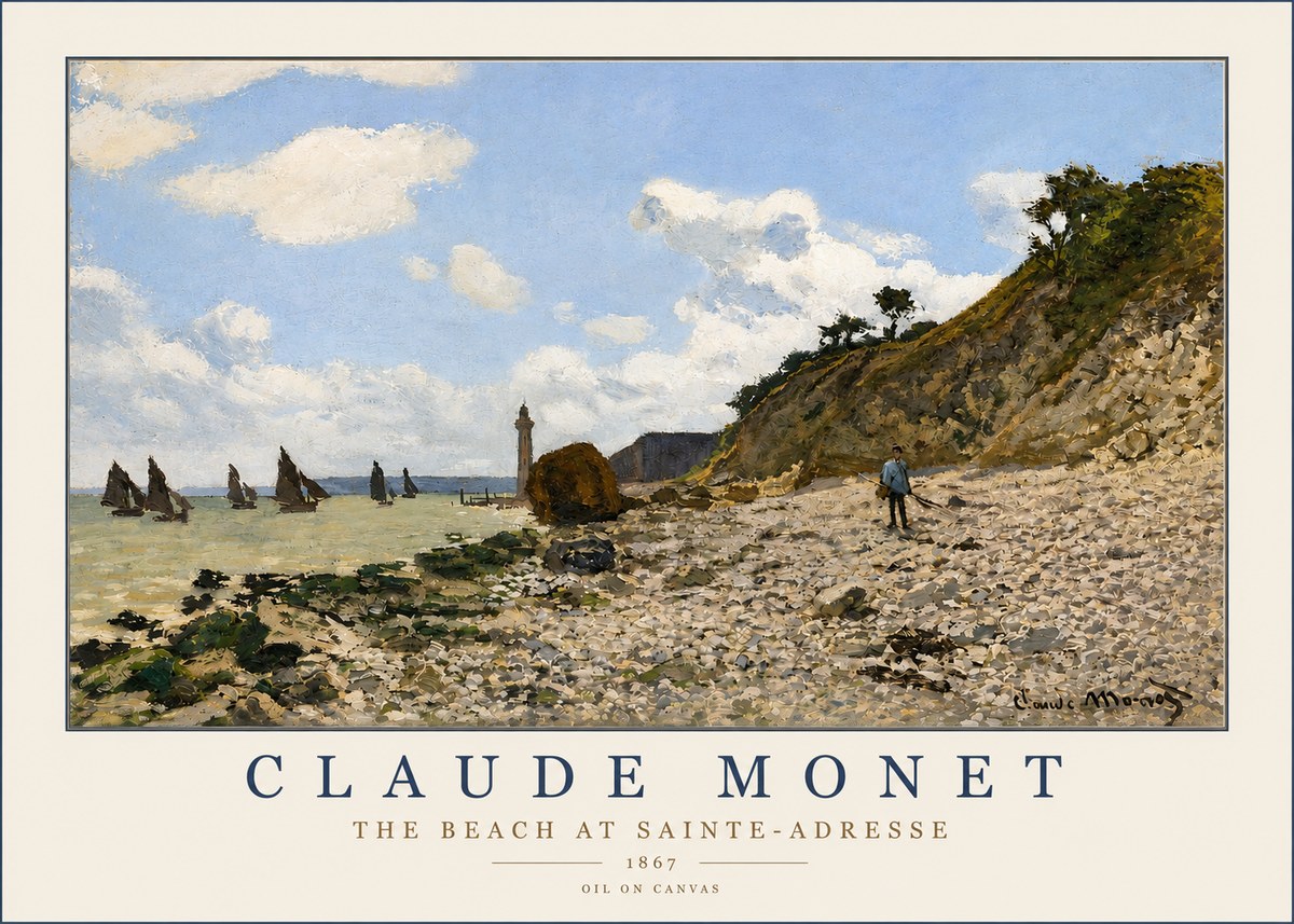 Monet The Beach at Sainte-adresse II No3 - Póster