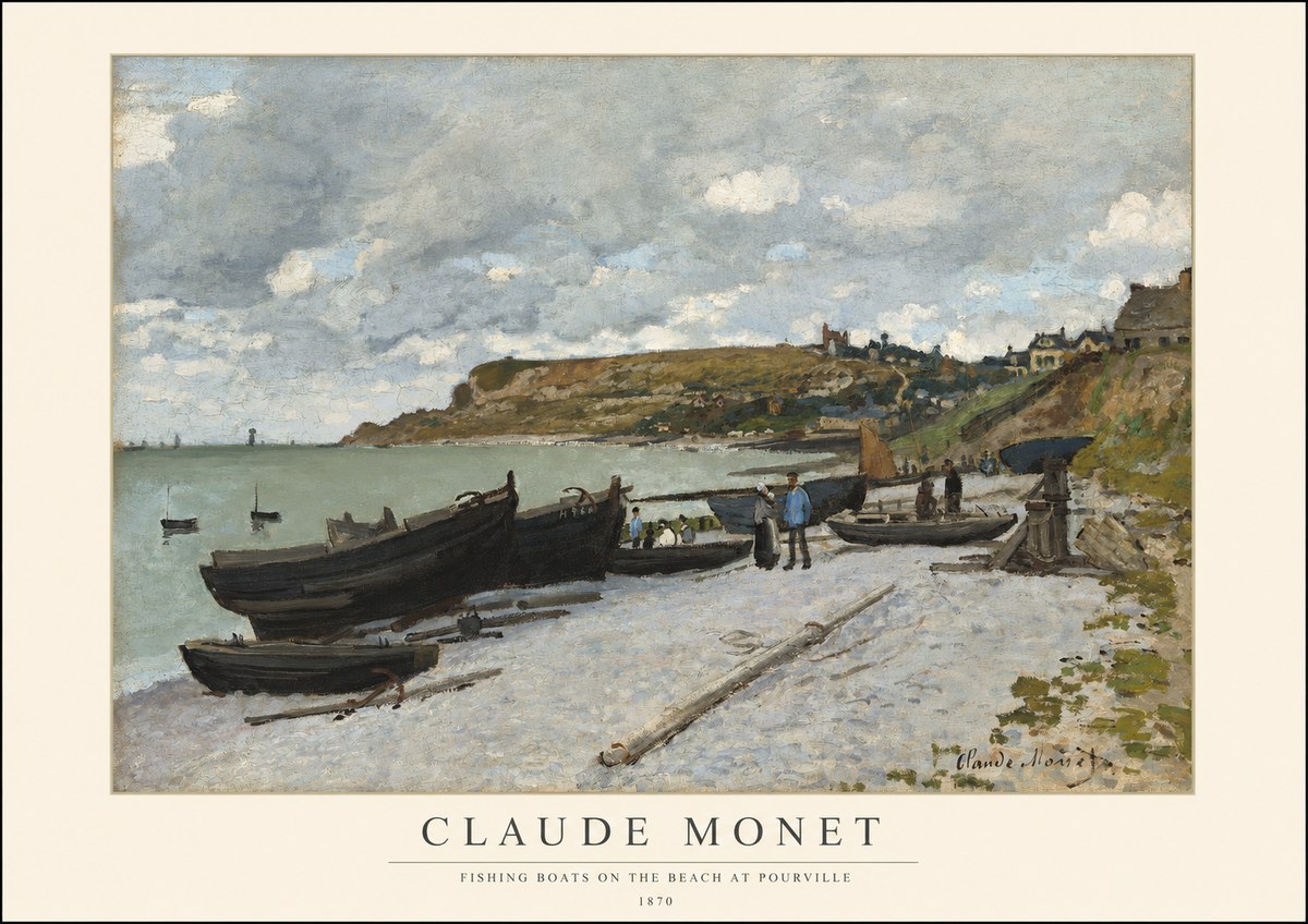 Monet Fishing Boats on the Beach at Pourville No1 - Póster