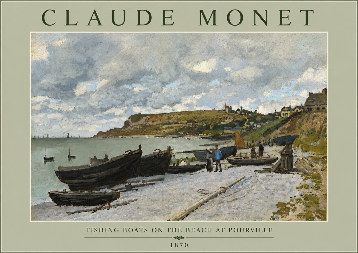 Monet Fishing Boats on the Beach at Pourville No6 - Póster
