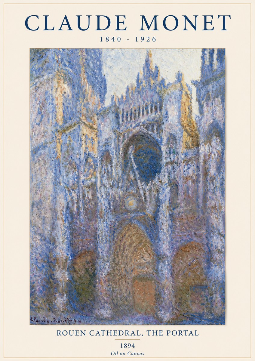 Monet Rouen Cathedral, the Portal No4 - Póster