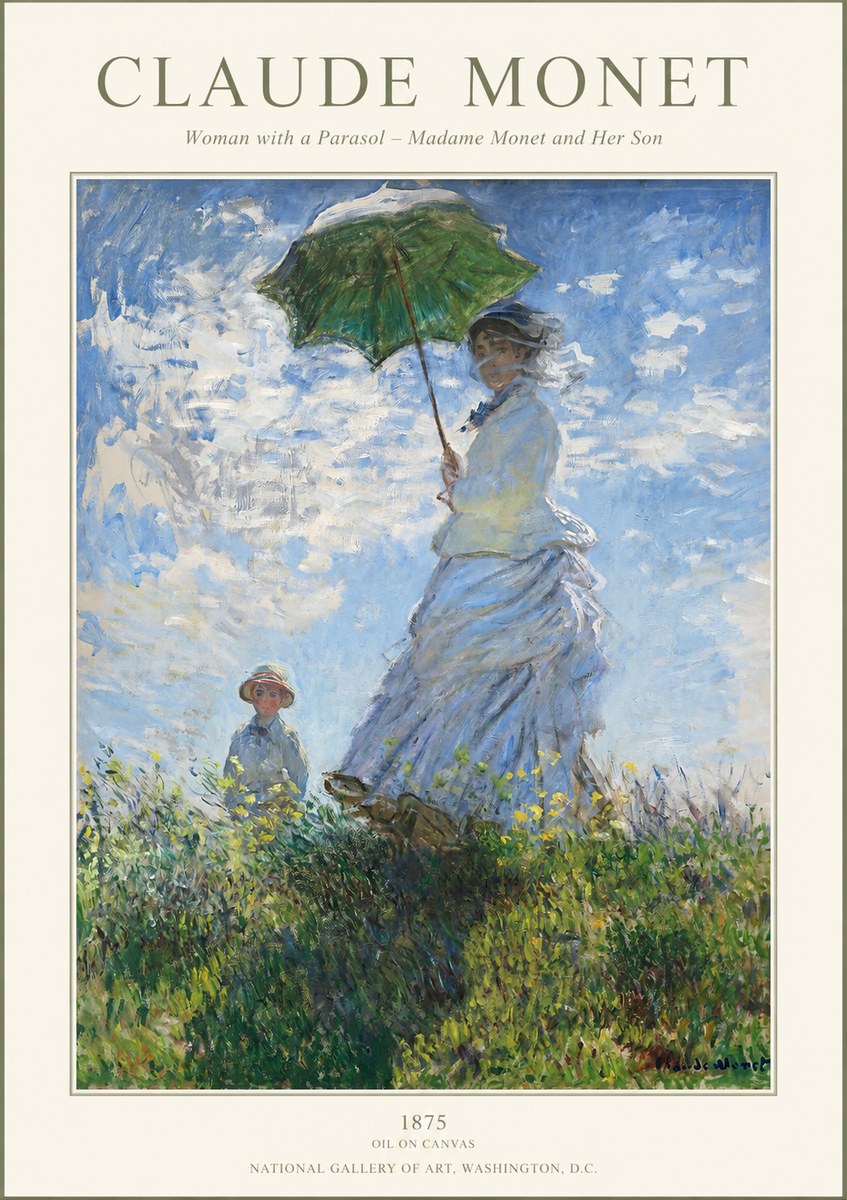 Monet Woman with a Parasol – Madame Monet and Her Son No1 - Póster