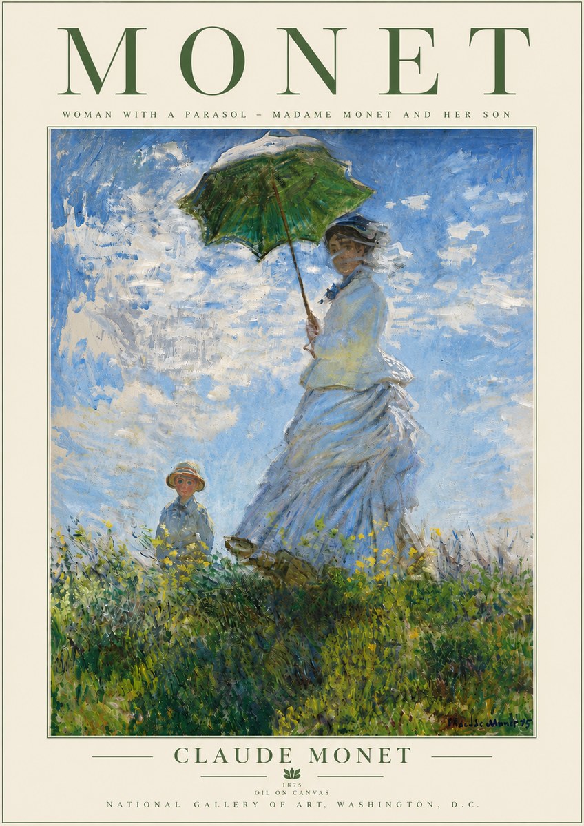 Monet Woman with a Parasol – Madame Monet and Her Son No5 - Póster