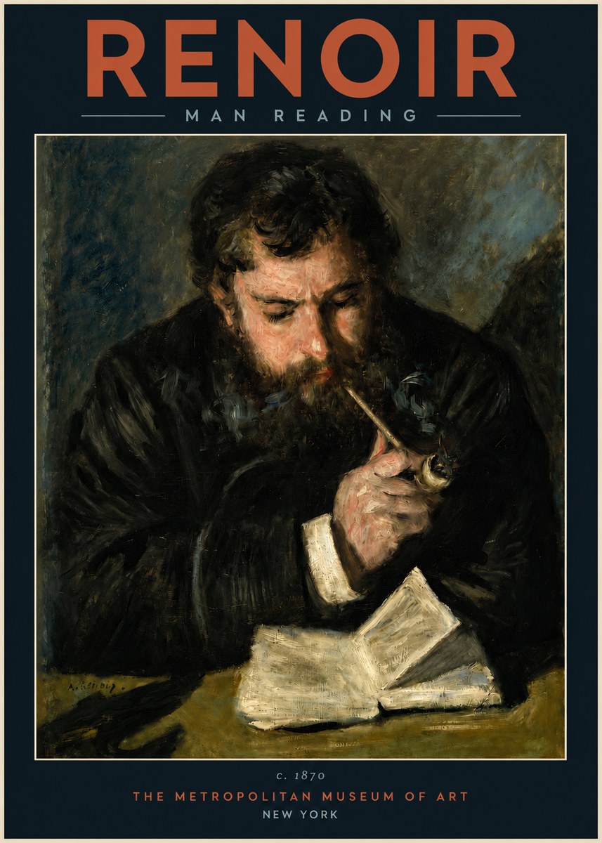 Renoir Man Reading No2 - Póster