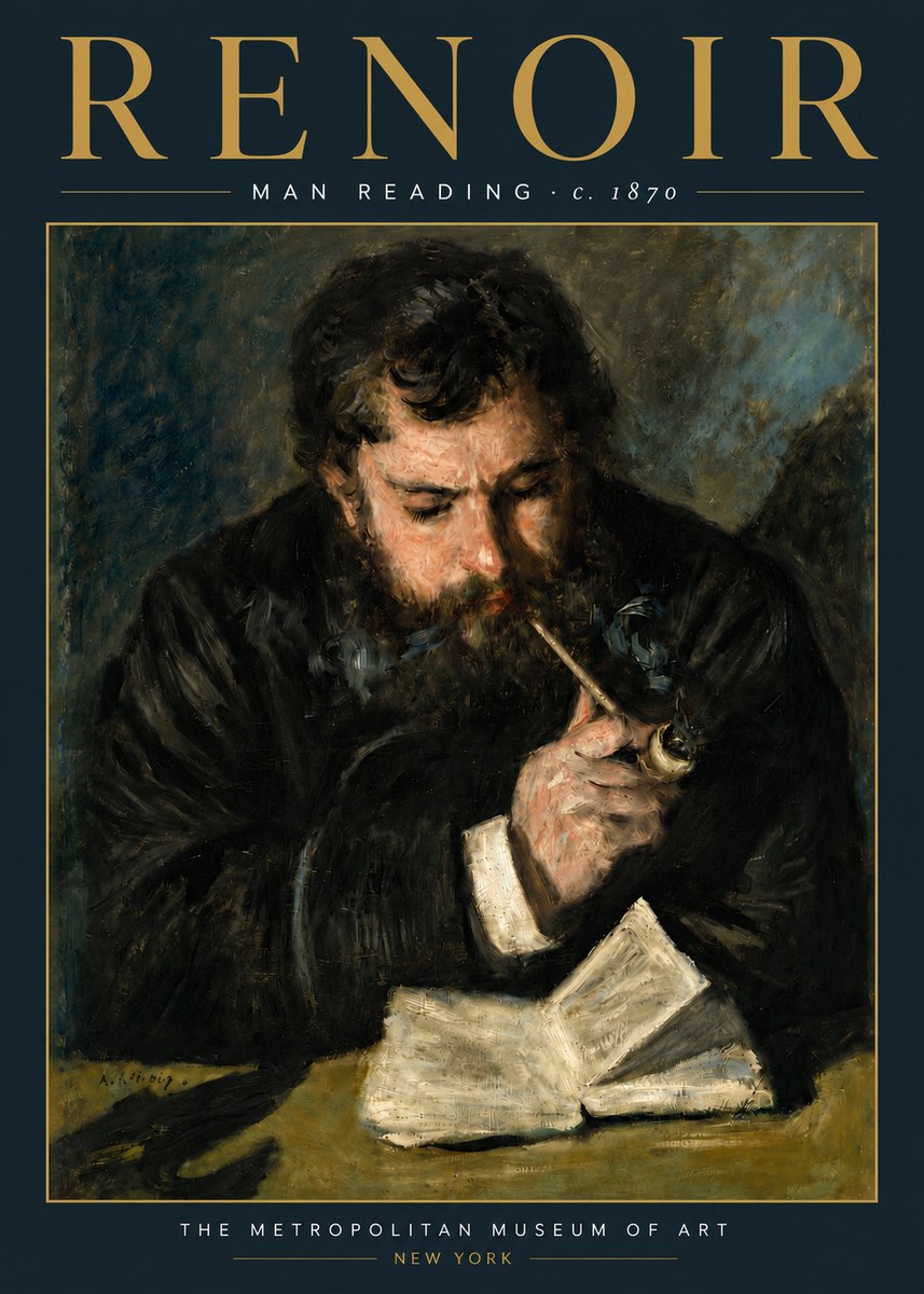 Renoir Man Reading No5 - Póster