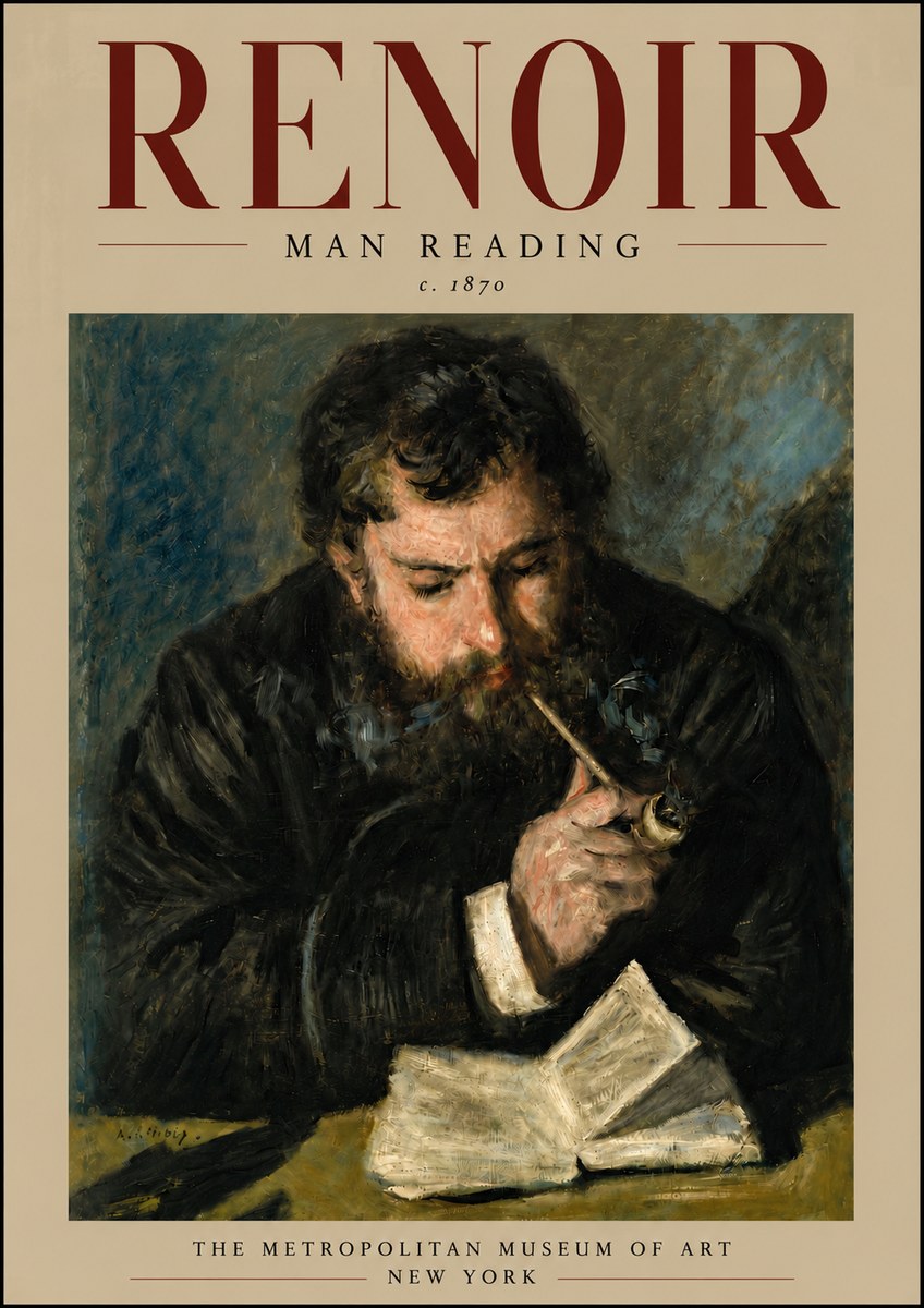 Renoir Man Reading No6 - Póster