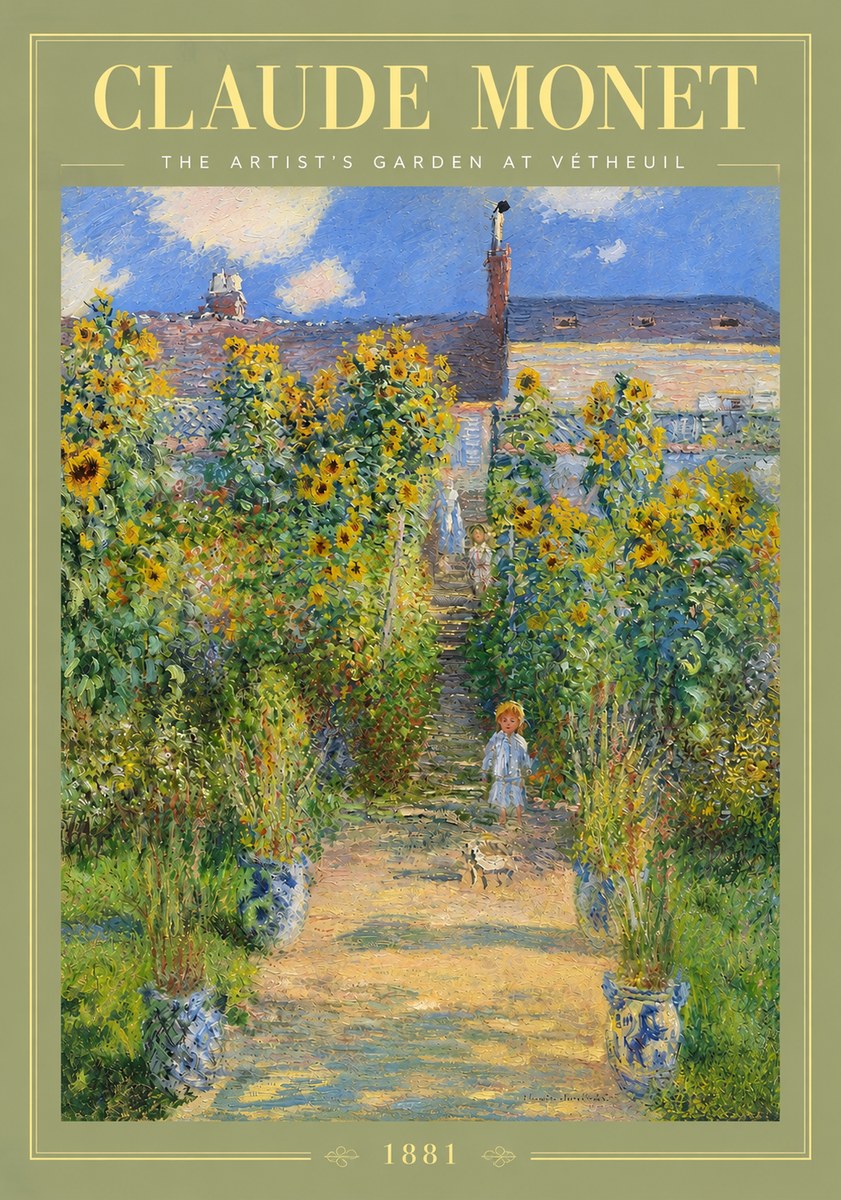 Monet The Artist's Garden at Vétheuil I No3 - Póster