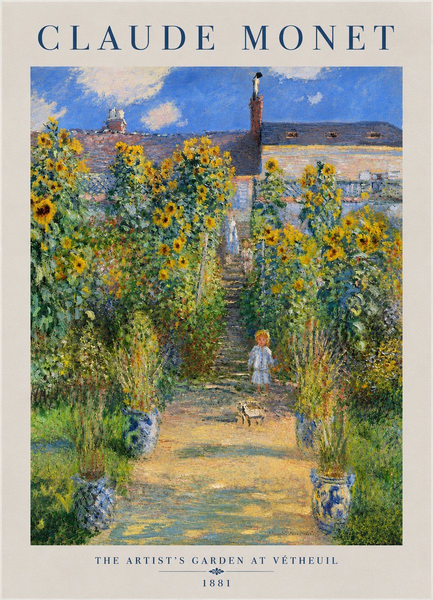 Monet The Artist's Garden at Vétheuil I No4 - Póster
