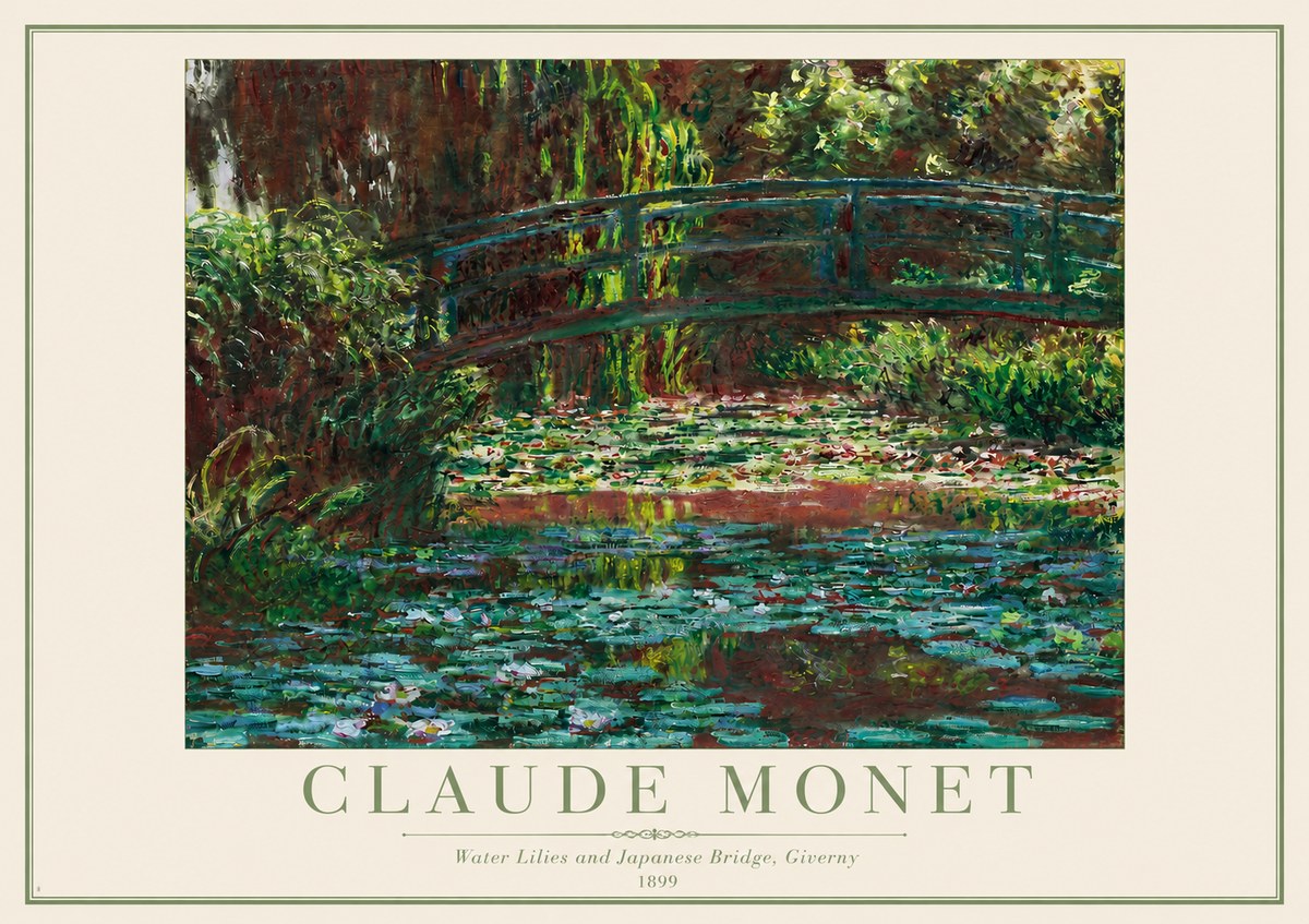 Monet Water Lilies and Japanese Bridge, Giverny No3 - Póster