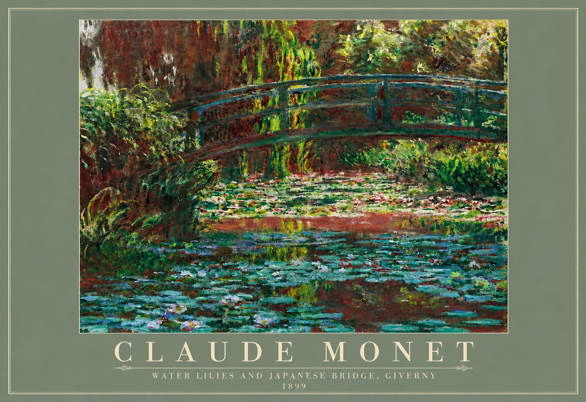 Monet Water Lilies and Japanese Bridge, Giverny No4 - Póster