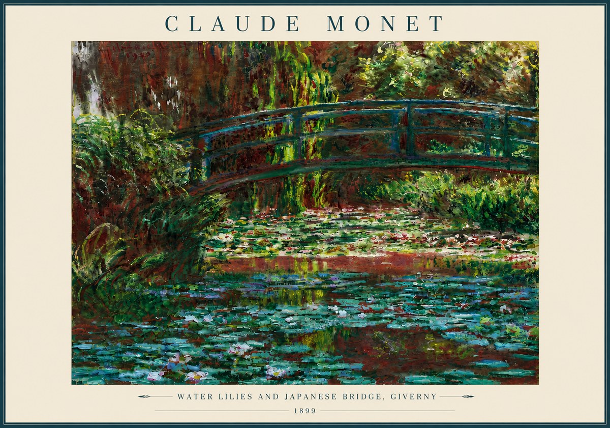 Monet Water Lilies and Japanese Bridge, Giverny No6 - Póster