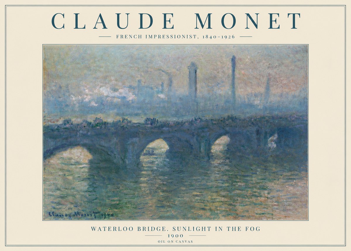 Monet Waterloo Bridge. Sunlight in the Fog No4 - Póster