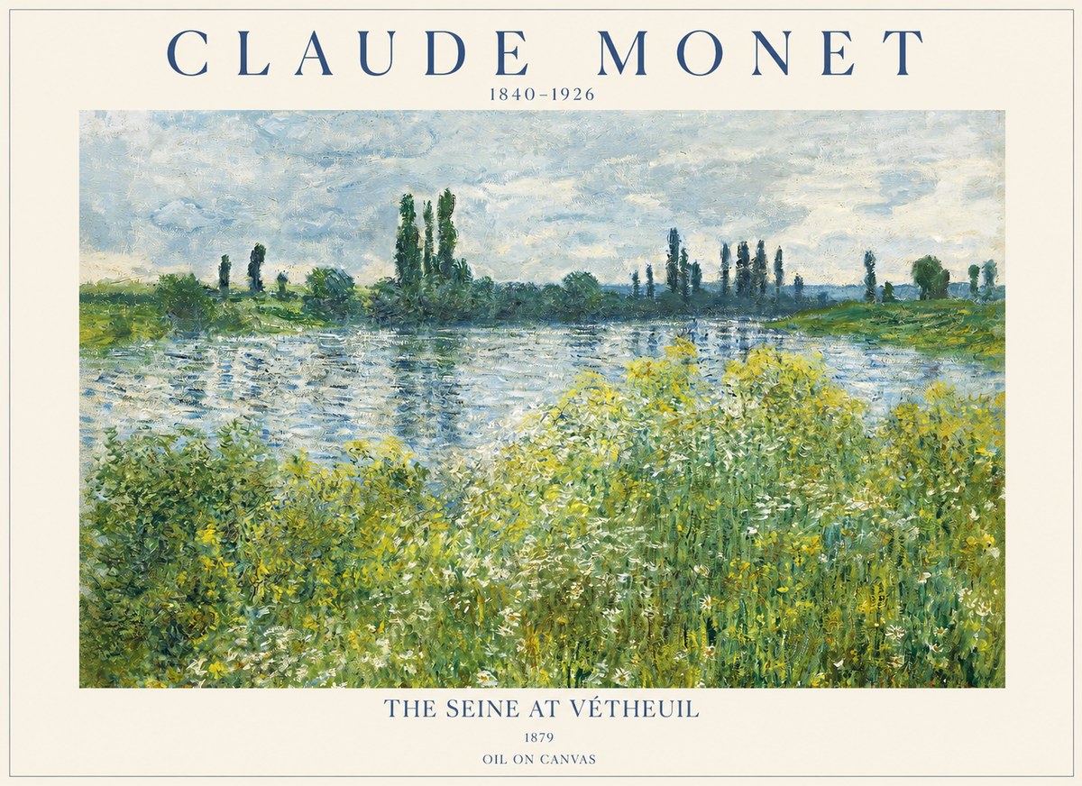 Monet The Seine at Vétheuil No1 - Póster