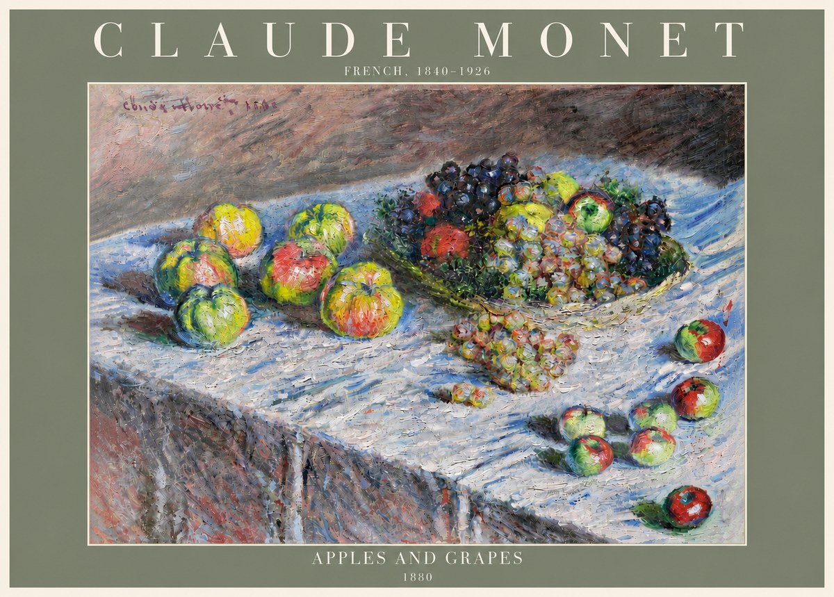 Monet Apples and Grapes No4 - Póster