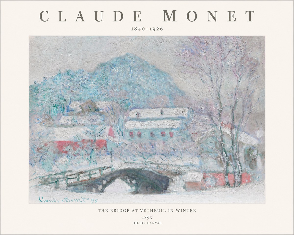 Monet The Bridge at Vétheuil in Winter No1 - Póster