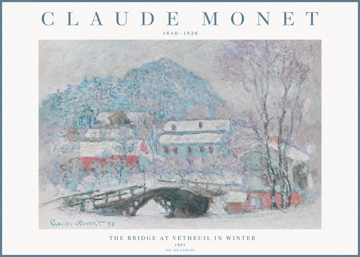 Monet The Bridge at Vétheuil in Winter No3 - Póster