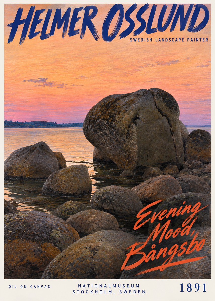 Helmer Osslund Evening Mood, Bångsbo - 1891 No2 - Póster