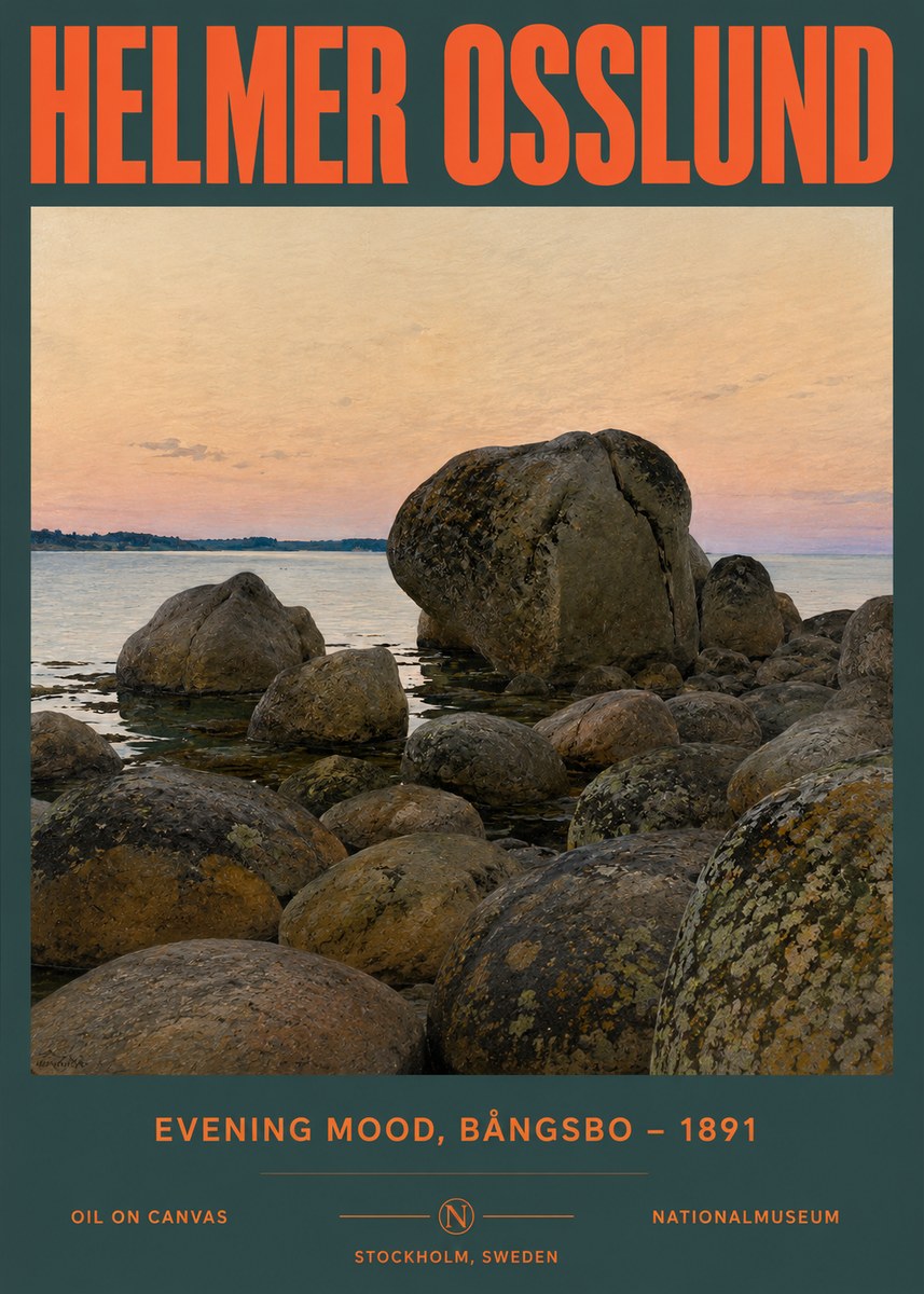 Helmer Osslund Evening Mood, Bångsbo - 1891 No3 - Póster