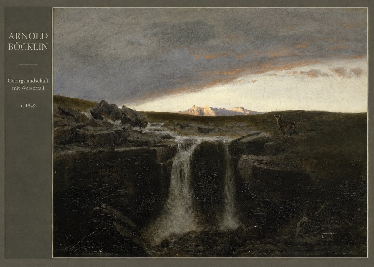 Arnold Böcklin Gebirgslandschaft Mit Wasserfall No4 - Póster