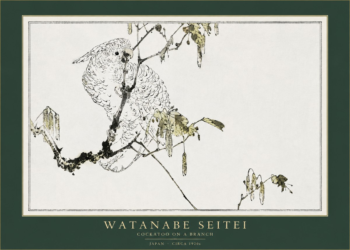 Watanabe Seitei Cockatoo on a Branch No2 - Póster