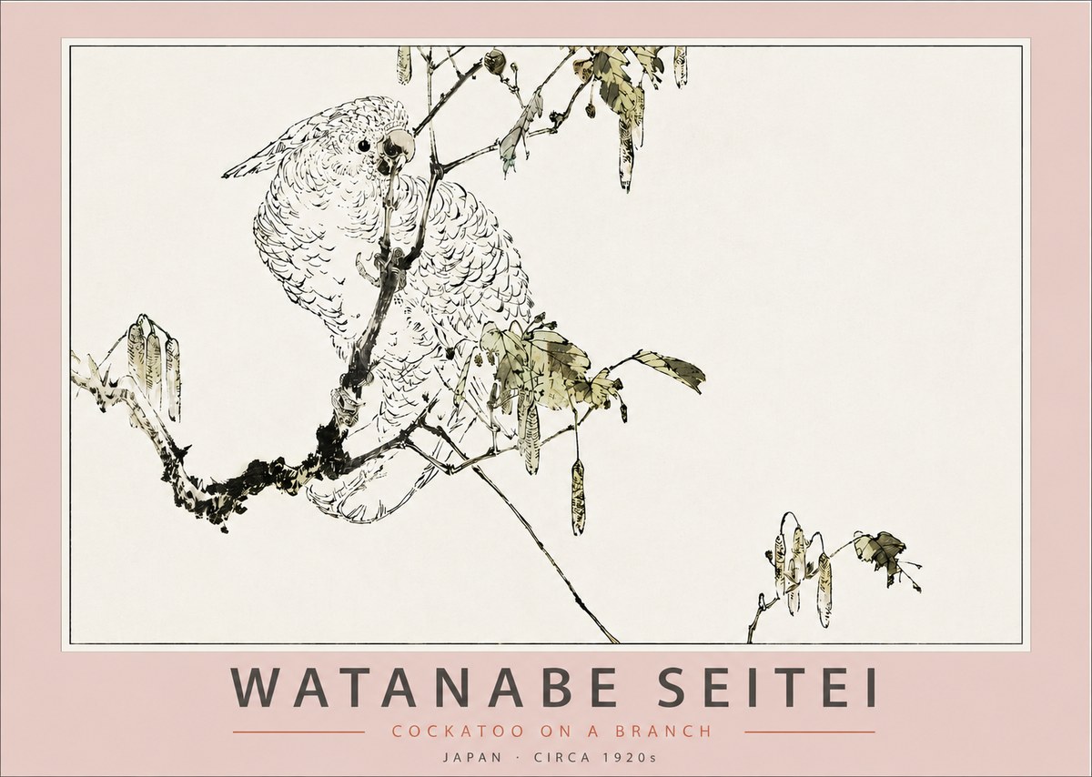Watanabe Seitei Cockatoo on a Branch No3 - Póster