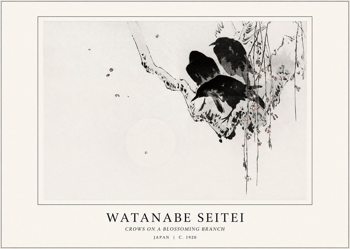 Watanabe Seitei Crows on a Blossoming Branch No1 - Póster