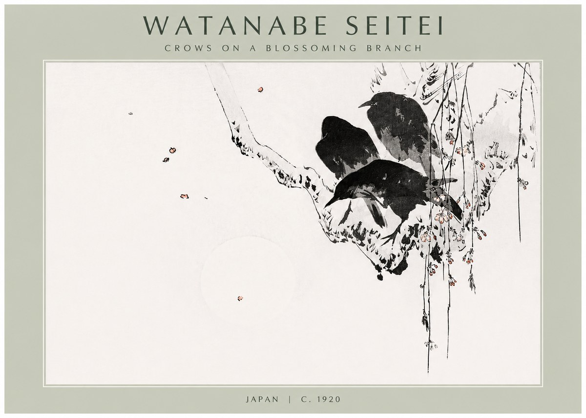 Watanabe Seitei Crows on a Blossoming Branch No2 - Póster