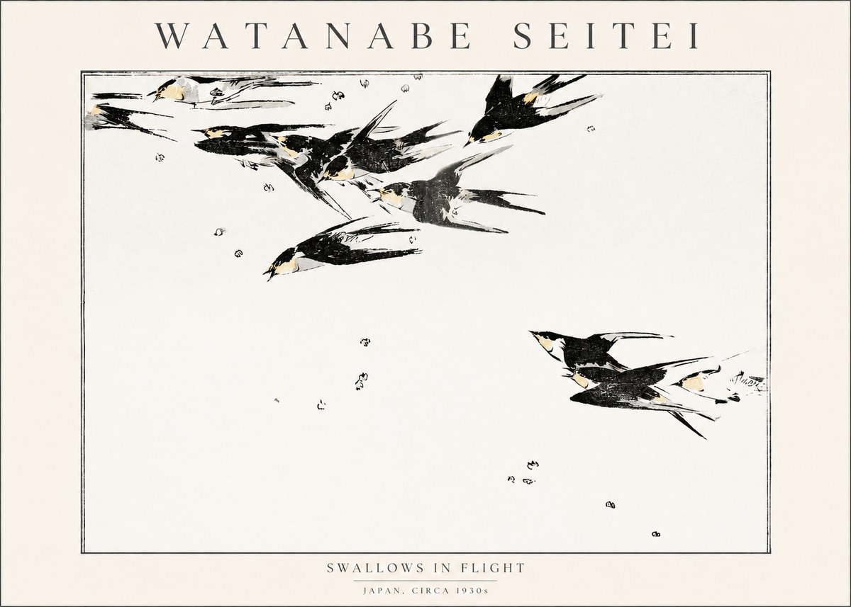 Watanabe Seitei Swallows in Flight No1 - Póster