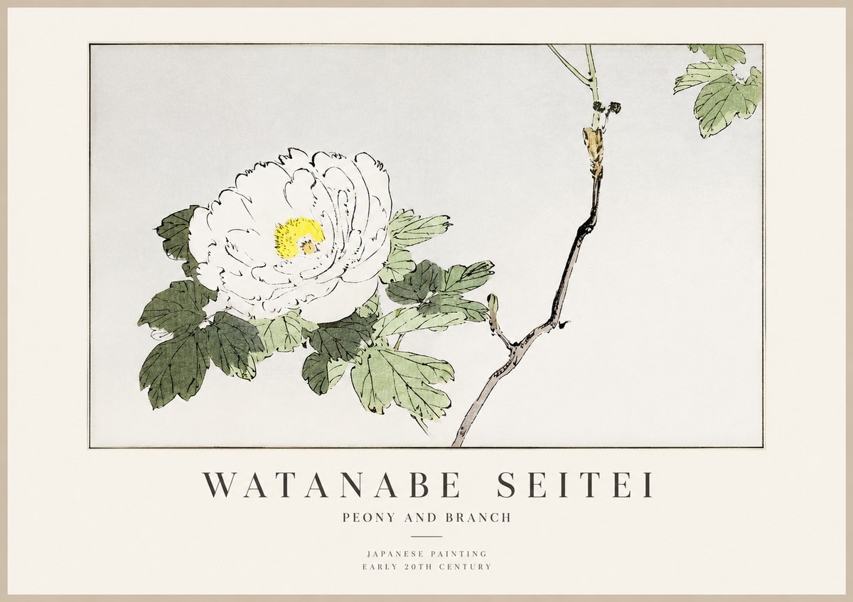 Watanabe Seitei Peony and Branch No1 - Póster