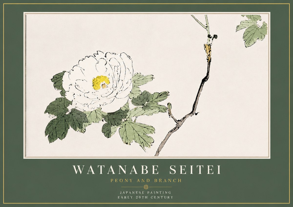 Watanabe Seitei Peony and Branch No4 - Póster