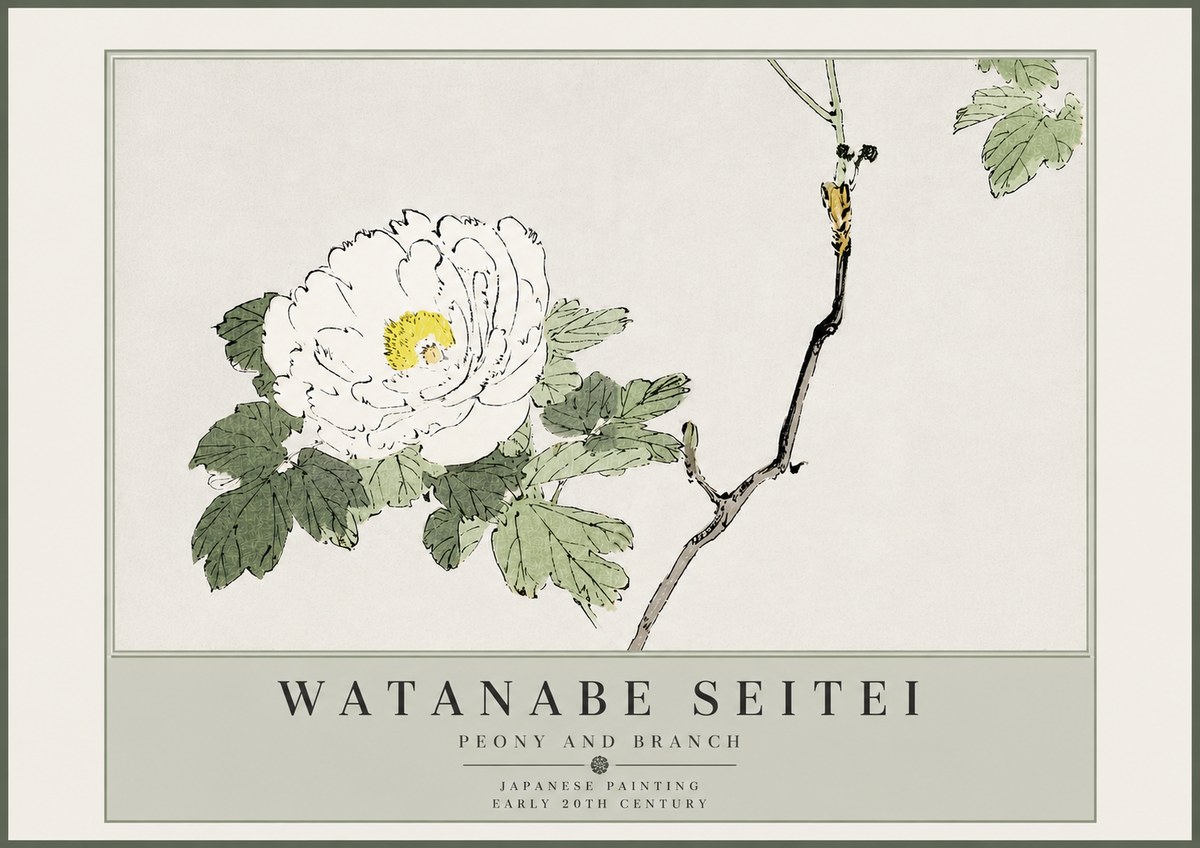 Watanabe Seitei Peony and Branch No5 - Póster