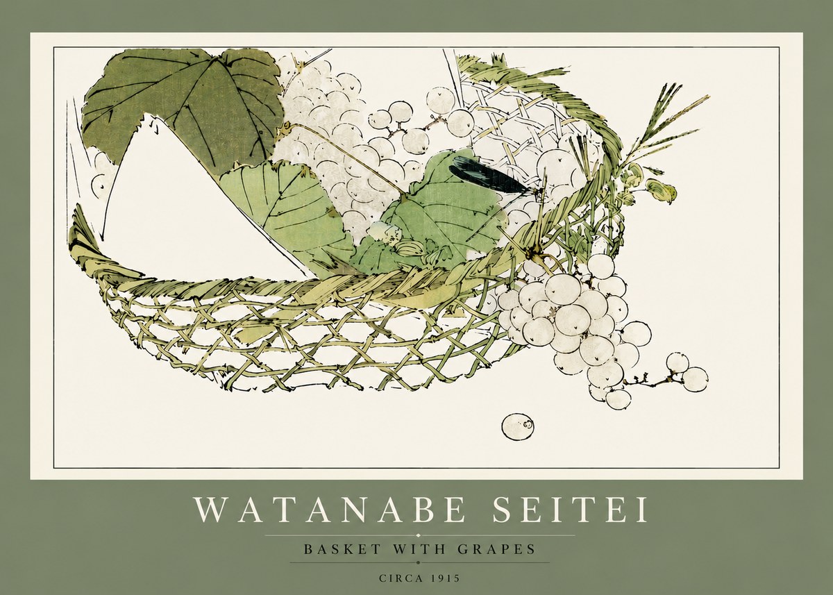 Watanabe Seitei Basket with Grapes No4 - Póster
