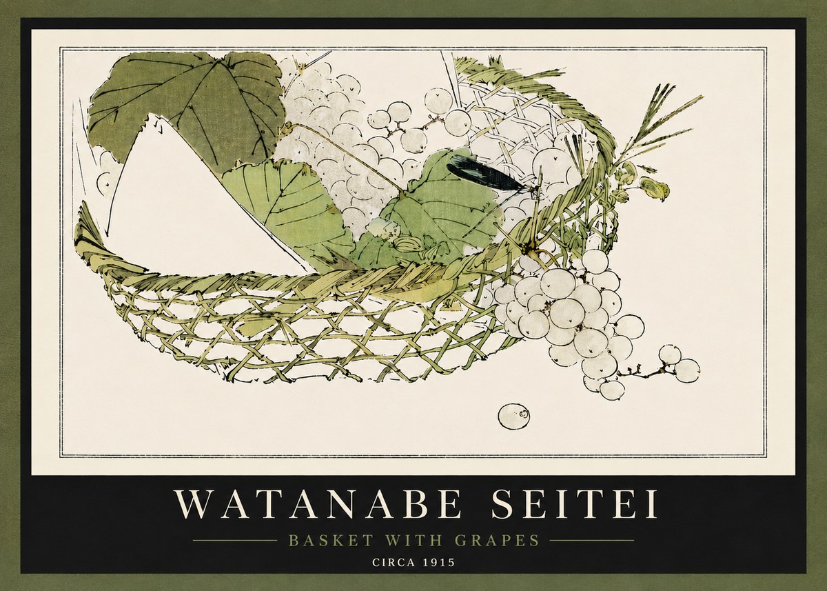 Watanabe Seitei Basket with Grapes No5 - Póster