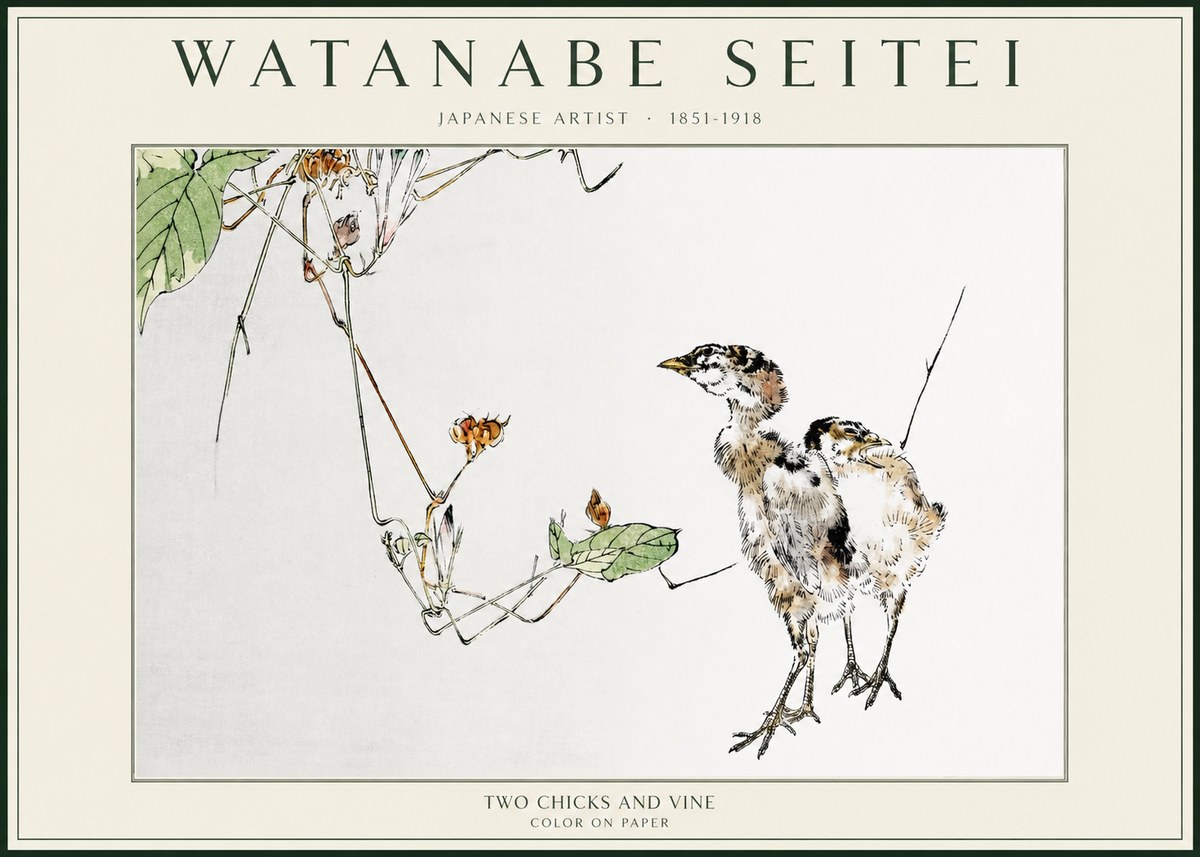 Watanabe Seitei Two Chicks and Vine No1 - Póster