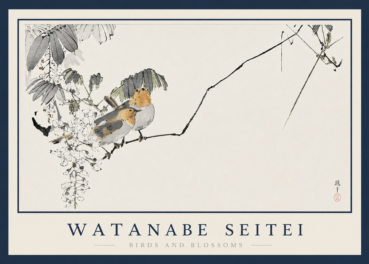 Watanabe Seitei Birds and Blossoms No3 - Póster
