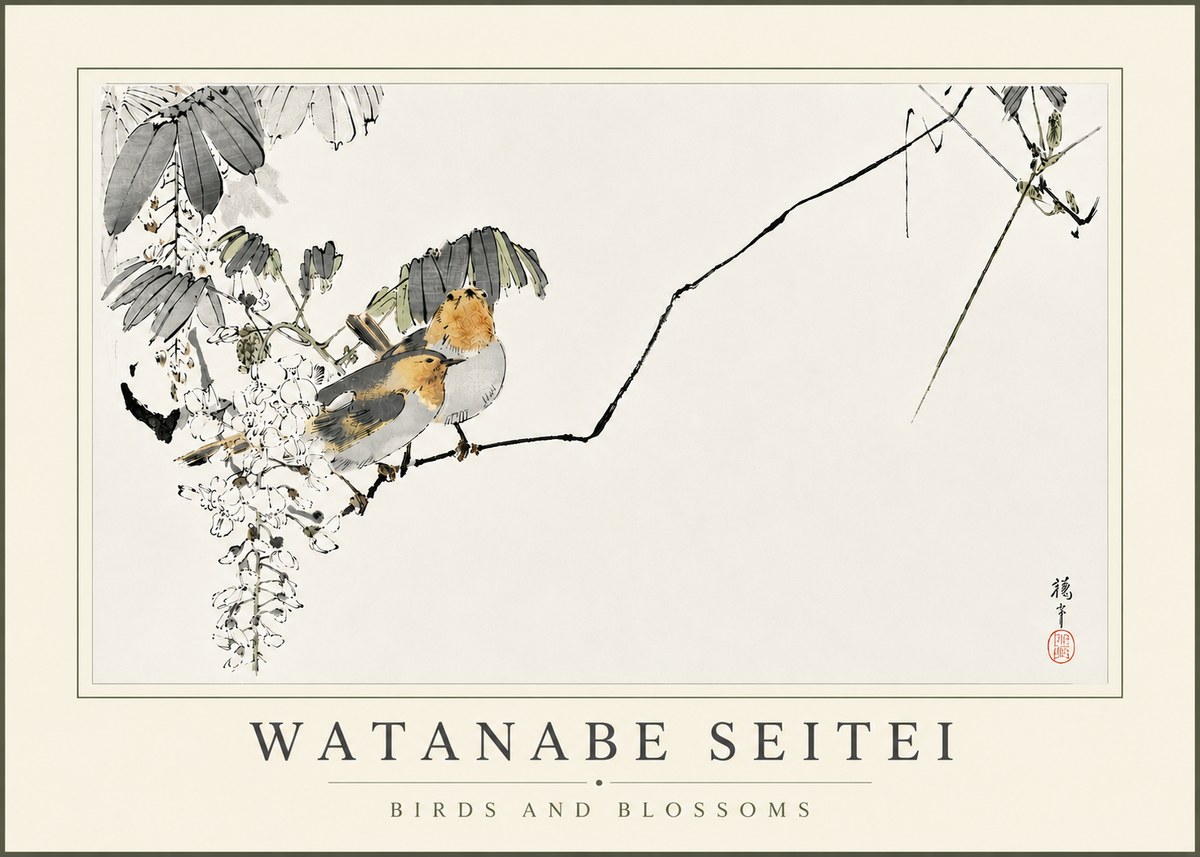 Watanabe Seitei Birds and Blossoms No5 - Póster