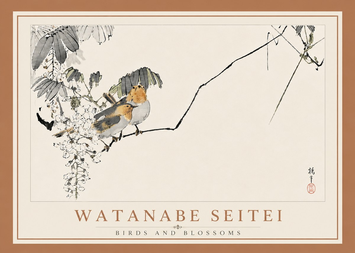 Watanabe Seitei Birds and Blossoms No6 - Póster