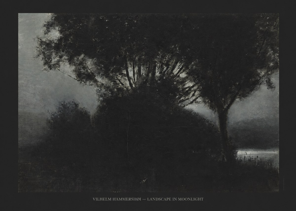 Vilhelm Hammershøi Landscape in Moonlight No6 - Póster